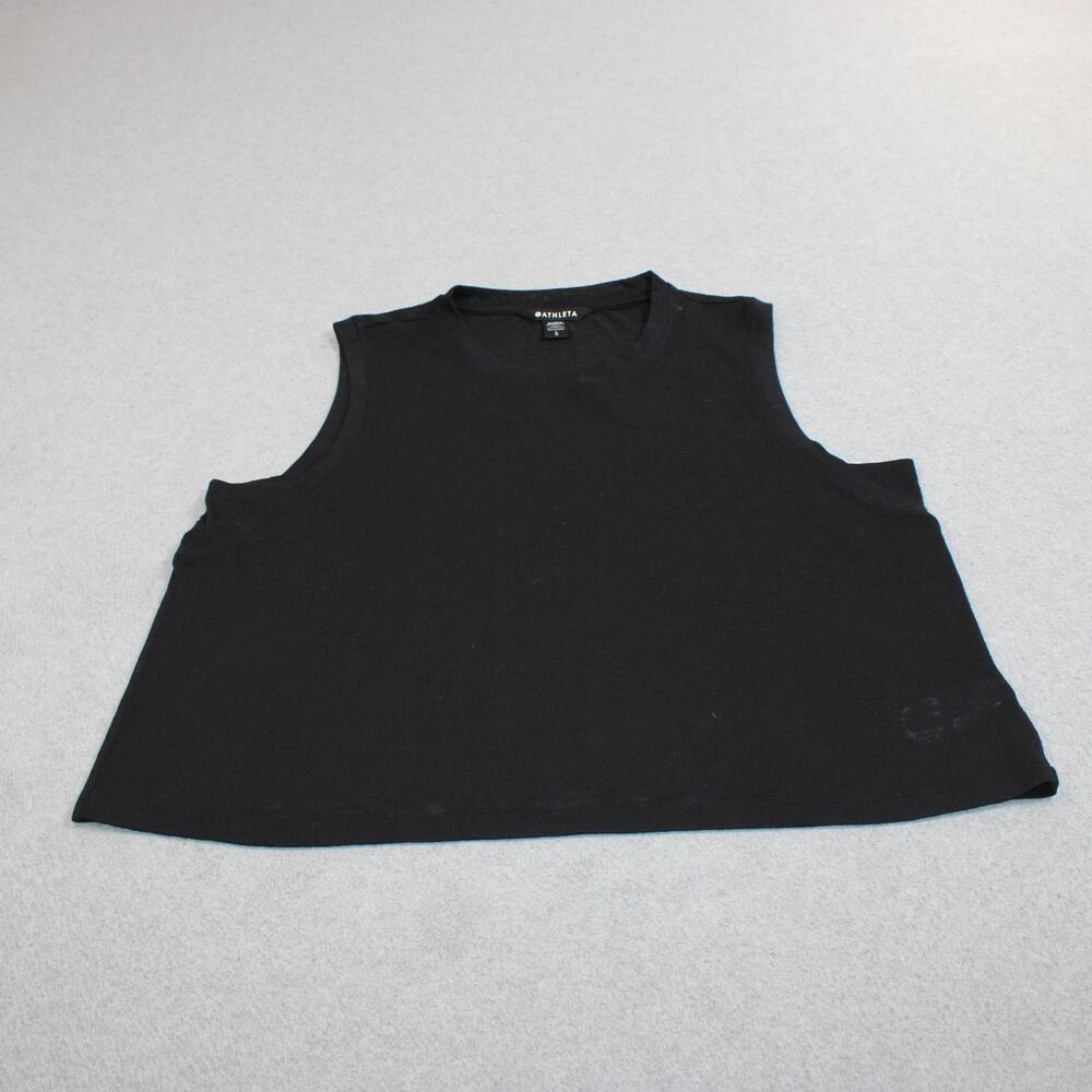 Athleta Tank Top Women Large Black Cropped Modal Jersey Yoga Gym Running Workout